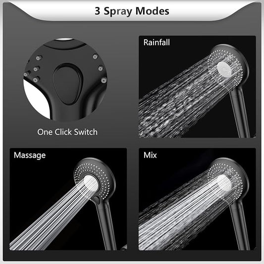 FEELSO Filtered Shower Head with Handheld, High Pressure 3 Spray Mode Showerhead with 60" Hose, Bracket and 15 Stage Water Softener Filters for Hard Water Remove Chlorine and Harmful Substance