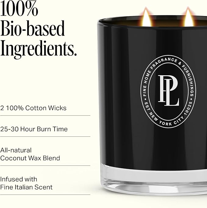 Preston Lane Luxury 2-Wick Scented Candle, Doheny Drive, 7.5 oz Hand-Poured in USA | Long Burn Time (20-30 Hrs), Vegan Soy Wax Blend, Decorative Glass Vessel, Fine Italian Fragrance