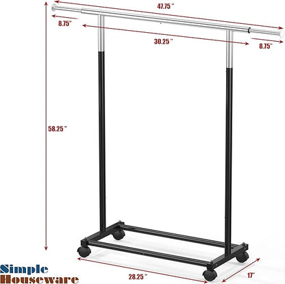 Simple Houseware Standard Rod Garment Rack, Black