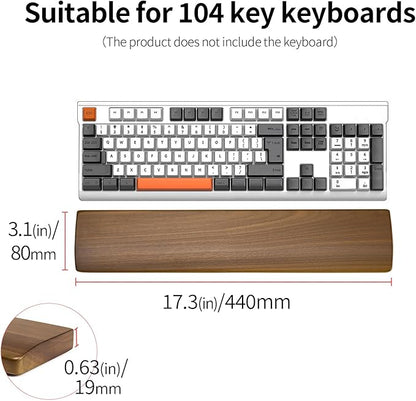 Walnut Wooden Wrist Rest for 104 Key Mechanical Keyboard | Ergonomic Design for Wrist Pain Relief, Smooth No Odor and Easy to Clean, Support Wrist to Coding Typing and Playing