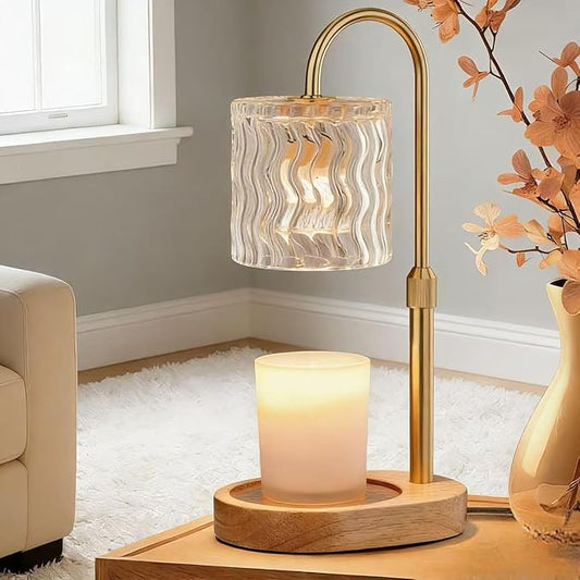 Candle Warmer Lamp Electric: Dimmable Timer Candles Warming Lamps - Height Adjustable Burner Jar - No Flame Scented Melts Wax - All Candle Jars Table Light Home Decor