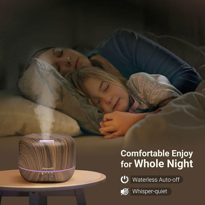 Aromatherapy Essential Oil Diffuser for Room: Air Humidifier Aroma Scent Cool Mist Diffuser Colorful Lights Wood Cute Small Large Auto Off Ultrasonic Diffusers for Home Bedroom (300ml)