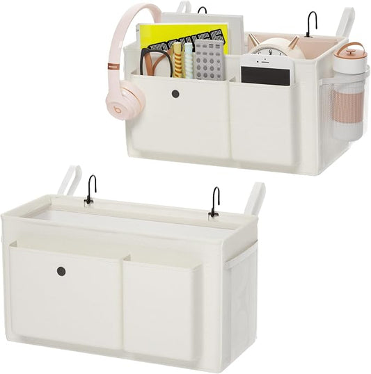 Edudif Bedside Caddy Bedside Organizer with Fixed Straps & Water Bottle Holder, Bunk Bed Caddy ideal for Home, Dorm, Hospital, Crib, Versatile Bedside Storage Solution