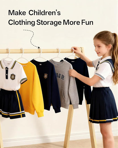 60 Pack Kids Hangers, Non-Slip & Sturdy Coat Hangers, Ultra-Thin Plastic Suit Hangers for 7-12 Years Old, Dry & Wet Dual-Use Multi-Scenario Storage, Holds Up to 11 LB, 14" W, White, UAPY0960W