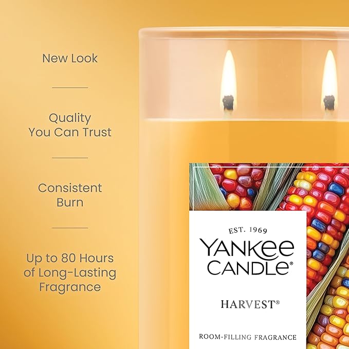Yankee Candle Large Tumbler Scented Candle with up to 80 Hour Burn Time, Premium Plant Wax Blend for Consistent Burn, 20 oz Tumbler Candle with Room Filling Fragrance, Harvest