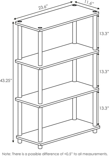 Furinno Turn-N-Tube 4-Tier Multipurpose Shelf Display Rack, Round Tubes, Columbia Walnut/Black