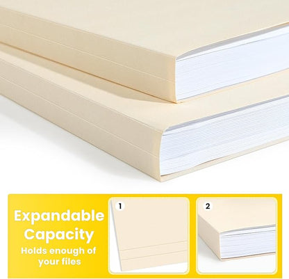 SUNEE File Folders, 150 Pack Manilla Folders 8.5 x 11, 1/3 Cut Tab for Easy Labeling and Organization, Durable Standard Paper for Home, Office, School Filing