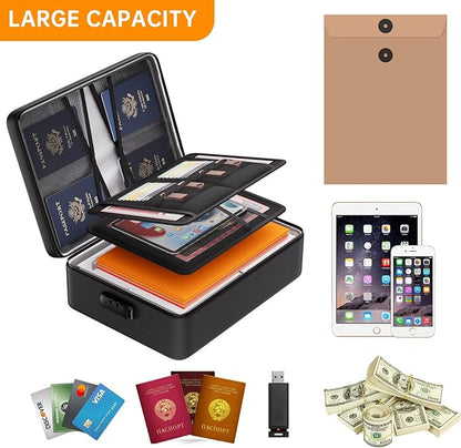 DocSafe 5200°F Document Organizer with Lock, Upgraded Heat Insulated Fireproof＆Water-Resistant Box 8 Layers File Organizer, Portable Home Travel Safe Storage for Important Documents, Files and More