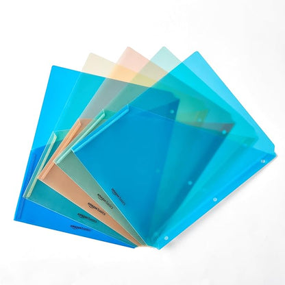 Amazon Basics Binder Organizer, Plastic Document Folders, File Jacket, 3-Hole Punch, 9.3 x 11.2 inches, Assorted Colors, 25-Pack