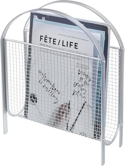 MyGift Magazine Rack, Floor Freestanding Magazine Holder for Bathroom Bedroom Office, Books Newspapers File Mail Organizer, Mid Century Modern Decor Wire Storage for Tablets and Documents