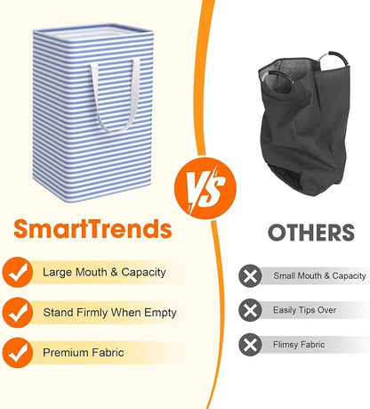 3 Pack Large Laundry Basket,Waterproof & Freestanding Laundry Hamper,Collapsible Clothes Hampers with Easy Carry Long & Reinforced Handles in Bathroom,College Dorm(100Lx3,Blue)