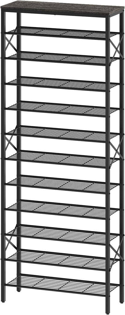 YATINEY 12 Tier Shoe Rack, Large Capacity Shoe Storage Organizer Holds 48 Pairs, Sturdy and Stable, for Entryway, Hallway, Closet, Dorm Room, Charcoal and Black SS12BC