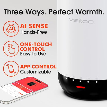 Vsitoo S3 Pro 14oz Smart Self Heating Coffee Mug,Heated Coffee Mug with Auto-Sensing AI Heats Drinks to 120-150°F Hands-Free.Perfect for Home/Office,Ideal Gift fo Men/Women，White