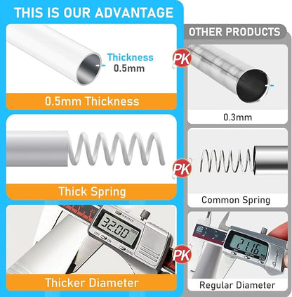 MEXAU White Tension Curtain Rod 40-148 Inch Long Tension Rod 1.26" Spring Tension Curtain Rod Adjustable Curtain Rods No Drilling Tension Shower Rod Curtain Tension Rod for Bathroom Windows Doorways
