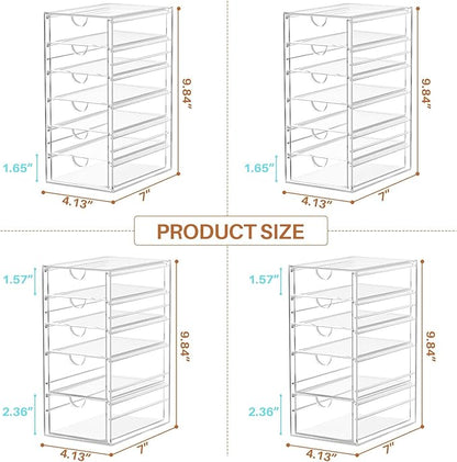 ARSTPEOE 22 Drawers, Acrylic Desk Makeup Organizer, Plastic Drawers Organizer, Stackable Storage Solution for Makeup, Dresser, Office, Bathroom Clear Plastic Craft and Bead Storage Cabinet