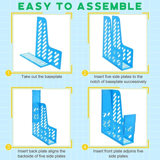 Glenmal 12 Pack Magazine Organizers Binder Organizer for Desk Plastic Vertical File Holder Magazine Racks Desk Accessories for Office, Home, or School (Colorful)