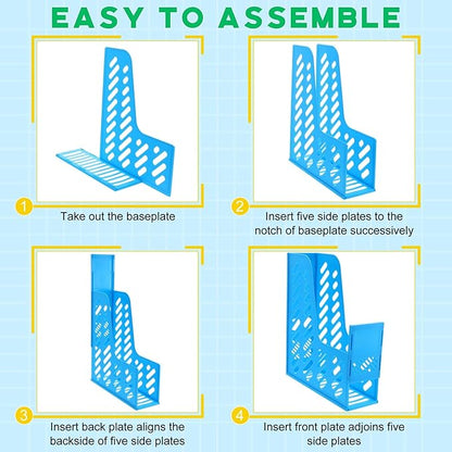 Glenmal 12 Pack Magazine Organizers Binder Organizer for Desk Plastic Vertical File Holder Magazine Racks Desk Accessories for Office, Home, or School (Colorful)