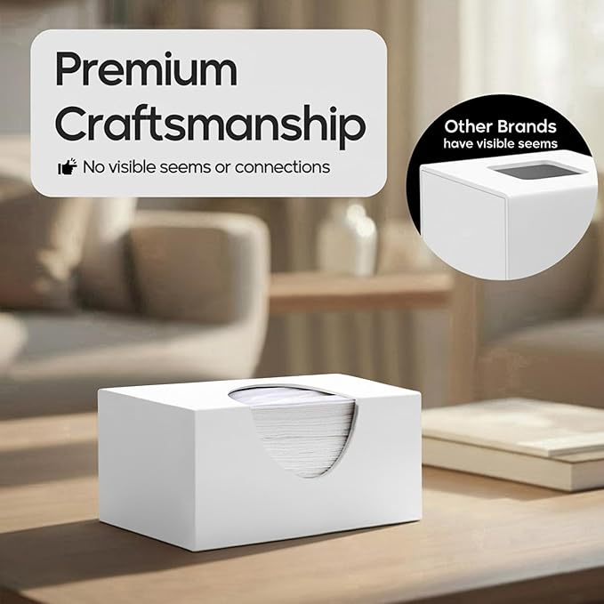 Tissue Box Cover Rectangle - Tissue Box Holder Rectangular - Compatible with Puffs - Acrylic White Bathroom Accessories Décor