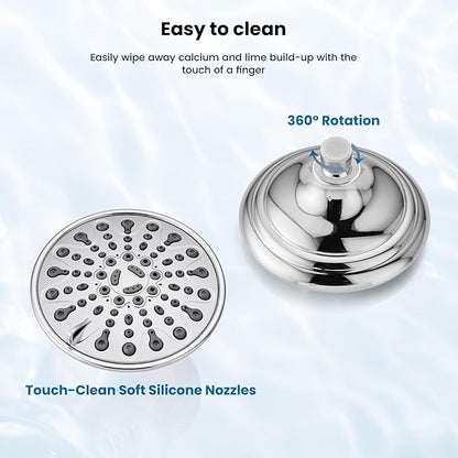 gotonovo Shower Faucet Set Bathroom Shower Head and Handle Set Complete 6 Settings 6 inch Rainfall Shower Head Kit High Pressure Shower System Combo Shower Trim Kit with Valve Polished Chrome