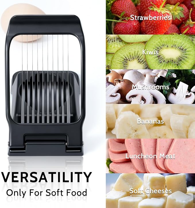 Sopito Heavy Duty Stainless Steel Wire Egg Slicer for Hard Boiled Eggs & Strawberry Other Soft Food, Black