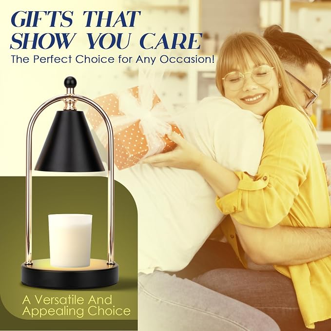Candle Warmer Lamp with Timer, Electric Black Light for Bedroom, Dimmer Wax Melts Warmer for Candle Jars, Beside Lamp Gifts for Women Home Decor (2 Bulbs Included)