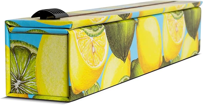 ChicWrap Lemon Refillable Foil Dispenser - One 12"x 30' Roll of Professional Grade Aluminum Foil - Reusable Dispenser w/Slide Cutter - Kosher Certified - Reduces Waste & Saves Money