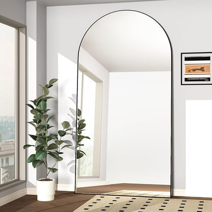 Arched Full Length Mirror Standing Mirror with Stand 78” x 38“ Large Wall Black Hanging Standing or Leaning Against The Wall for Bedroom Entryway