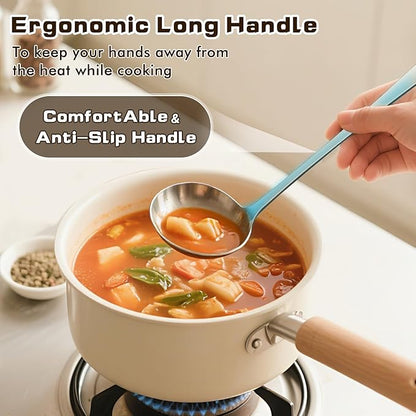 9 Pcs Cooking Utensils Set, Stainless Steel Kitchen Utensils, Heat Resistant Metal Kitchen Tools Include Solid & Slotted Turner Wok Spatula, Serving Spoon, Ladle, Pasta Server, Meat Fork, Tongs Silver