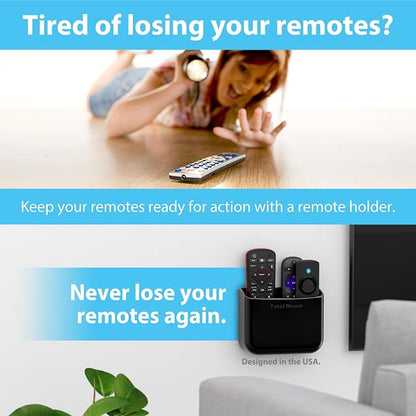 TotalMount Hole-Free Remote Holder – Eliminates Need to Drill Holes in Your Wall (for 2 or 3 Remote Controls – Black – Quantity 1)