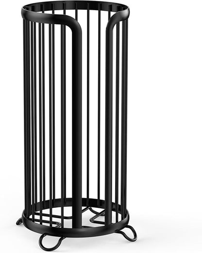 Bunoxea Toilet Paper Holder Stand, Freestanding Toilet Tissue Organizer, Minimalistic Storage Solution, Reserve Mega Rolls,Modern Black-2PACK