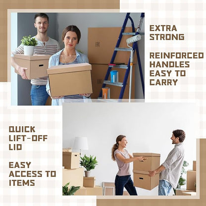 4 Pack Wine Glass Moving Boxes Kitchen Moving Boxes with Handle Kitchen Kit with Lid for Dish Glassware(Brown,15 x 12 x 10 Inches)