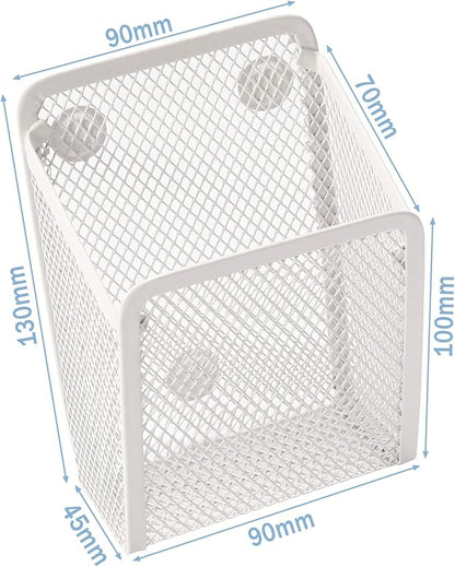 Magnetic Pencil Holder,Mesh Stainless Steel Pen Basket, Metal Writing Utensil Storage Organizer for Whiteboard,Blackboard,Kitchen, Locker, Home, or Office