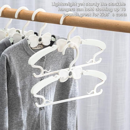 Baby Hangers 30 Pack, 11-14.5" Adjustable Kid Clothes Hangers for Newborn Closet, Plastic Non-Slip Small Infant Hanger for Toddler Pant, Child Coat Percha for Boy Nursery Clothing, Girl Dresses, White
