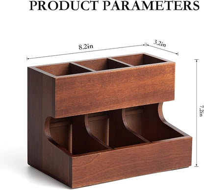 Wood Pod Dispenser Designed for Nespresso Vertuo Capsules, Freestanding Countertop Pods Rack, Coffee Pods Holder for Home or Office Kitchen Counter, Dispenses 3 Coffee Flavors (Brown)