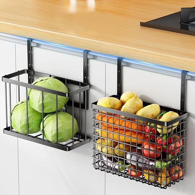 2 Pack Aluminum Foil and Plastic Wrap Organizer, Height Adjustable Kitchen Cabinet Door Organizer, Pantry Organizers, Wall Mounted Wrapping Paper Holder for Sandwich, Freezer, Ziplock Bag