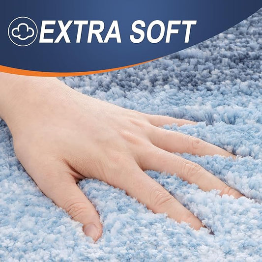 OLANLY Large Bathroom Rugs Mat 40x32, Extra Soft Absorbent Microfiber Bath Rugs, Rubber Backing, Quick Dry, Machine Washable Bath Mats for Bathroom Floor, Tub and Shower, Home Decor Accessories, Blue