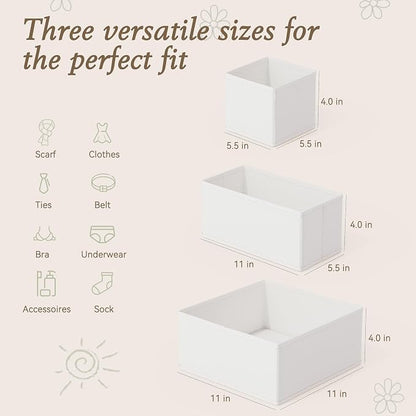 Criusia Drawer Organizers 18-Piece Set, Dresser Organizer for Baby Clothes, Foldable Closet Storage & Drawer Dividers for Underwear, Socks, Nursery, White