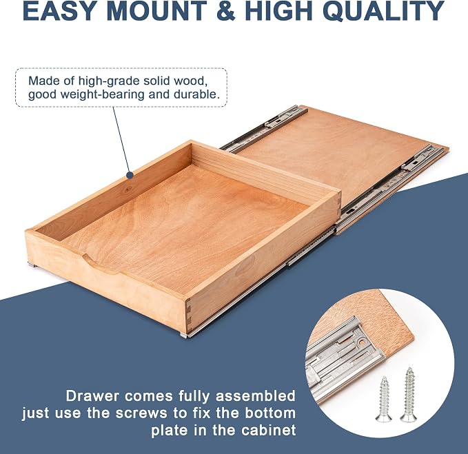 Pull Out Cabinet Drawers - 6x2 Size Options (12-23'W,18-21'D), Pre-Assembled with Soft Close Slides, Solid Beechwood, Easy Installation(29'W x 18'D)