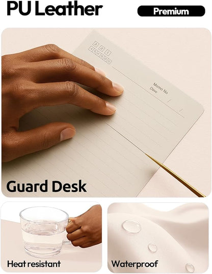 YSAGi Leather Desk Protector, Office Mat, Large Mouse Mat, Non-Slip PU Leather Blotter, Laptop Desk Pad, Waterproof Writing Pad for Office and Home (Cream, 47.2" x 23.6")