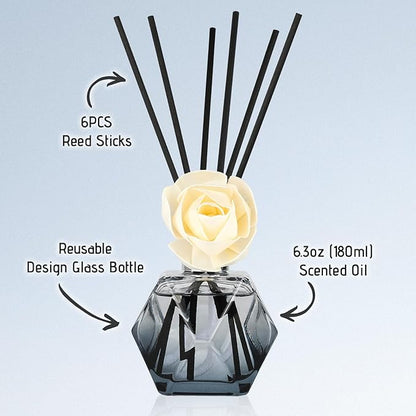 Brakula Reed Diffuser Set, 6.09 fl oz (180 ml)-Lavender Vanilla with 8 Reed Sticks, Home Fragrance Reed Diffuser for Bathroom Shelf Decor