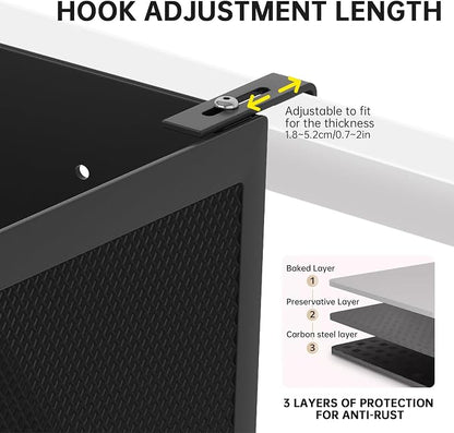 Bedside Caddy Shelf for Bunk Bed, Office Cubicle Walls, Crib Rails, Dorm Bed College Dorm Room Essentials Bed Shelf for Cell Phone Headphone Magazine Snacks (Black, L13.78in*W5.12in*H3.94in)