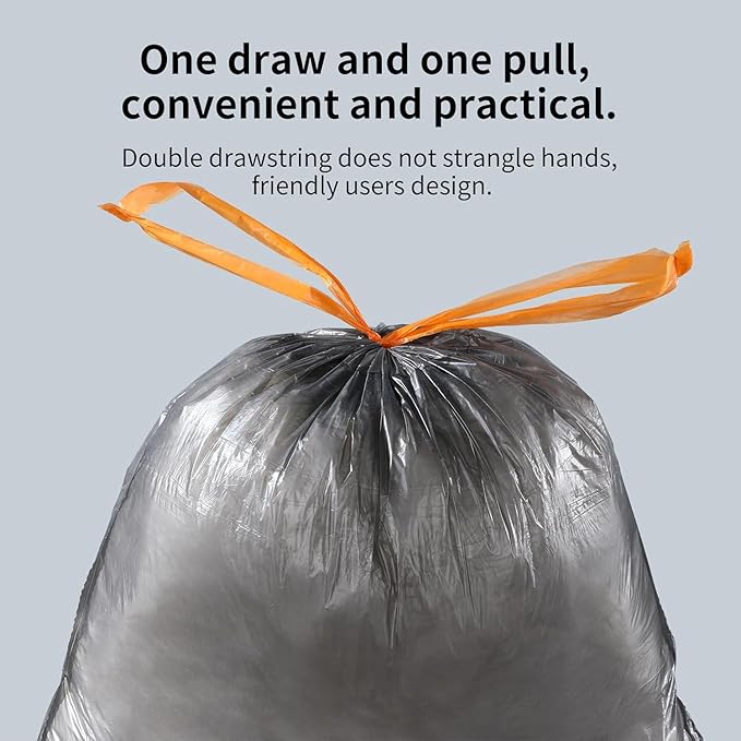 MOPALL Small Trash Bags with Drawstring, 2.6-4 Gallon Bathroom Garbage Bags, 15 Liter Black Waste Basket Liners for Bedroom, Office, Pet & Diaper Pail, Strong & Leak Proof (75 Count, 17.7" x 19.7")