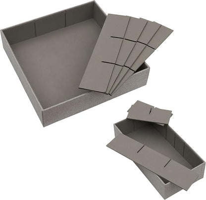 Household Essentials 3 Piece Drawer Organizers Starter Set, Customizable Inserts, Large Tray and 2 Small Trays, Silver