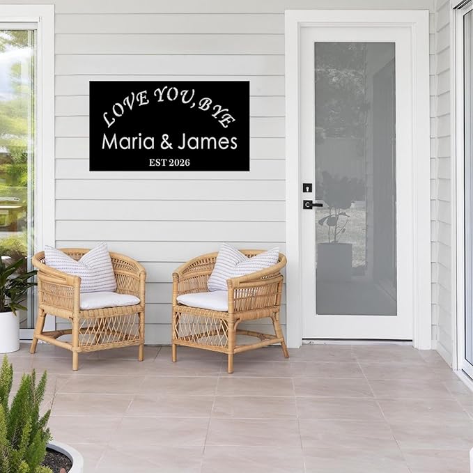 Love You, Bye Sign Vintage Metal Wall Sign,Family Wall Decor Anniversary Wedding Gifts for Couple Love You Bye Metal Signs, Hallway Entryway Door Signs Decor,Rustic Wall Art, Farmhouse Style Hanging Plaque for Decoration