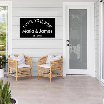Love You, Bye Sign Vintage Metal Wall Sign,Family Wall Decor Anniversary Wedding Gifts for Couple Love You Bye Metal Signs, Hallway Entryway Door Signs Decor,Rustic Wall Art, Farmhouse Style Hanging Plaque for Decoration