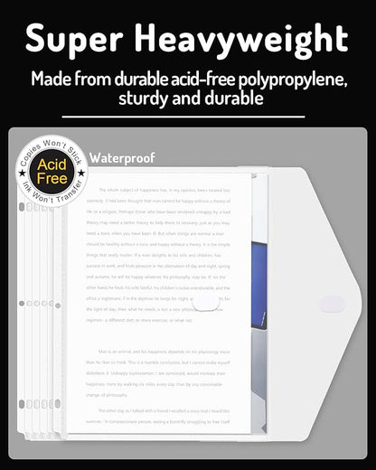 Forvencer Binder Pocket, 24 Pack Super Heavyweight Poly Binder Pocket with Tight Closure, Binder Folders Side Loading, 3 Ring Binder Pocket, Binder Dividers with Pockets, Letter Size, Clear