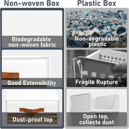 DIMJ Closet Organizers and Storage - Fabric Bins with Drawers for Closet Foldable Clothes Organizers with Clear Window, Stackable Storage Drawers Units for Bedroom, Living Room, 6-Pack, White