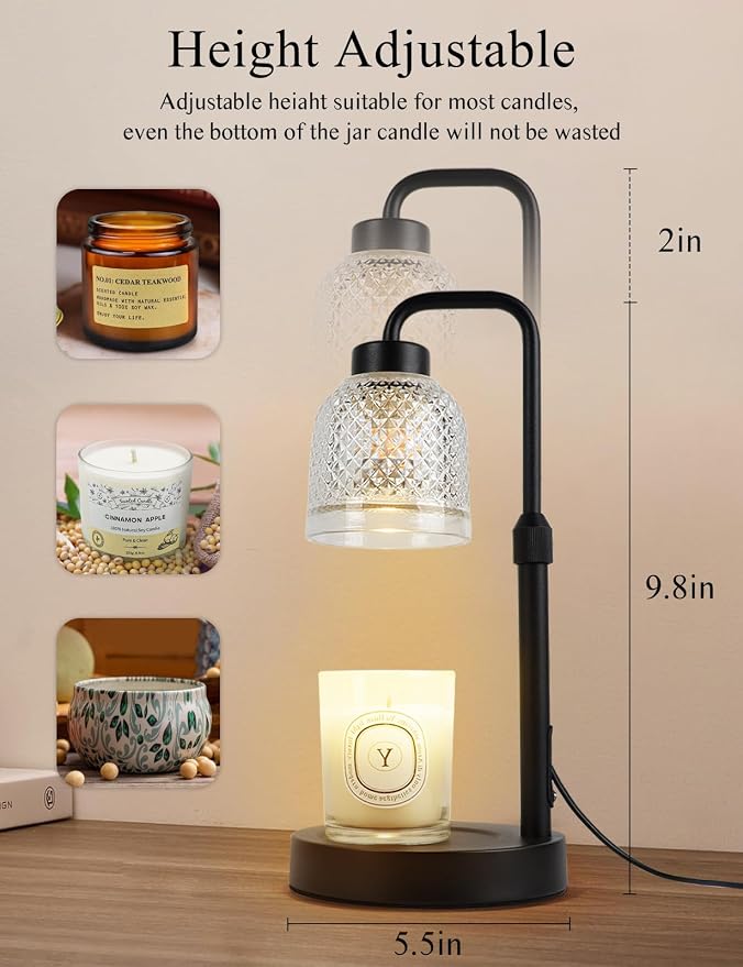 Candle Warmer Lamp with Timer Dimmable, Adjustable Lamp Candle Warmer, Birthday Gifts for Women Mom, Wax Warmer Lamp for Scented Jar, House Warming Gifts New Home Decor