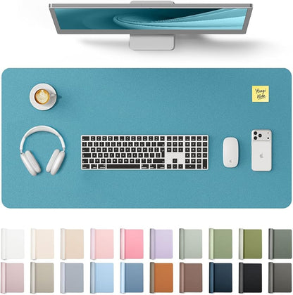YSAGi Leather Desk Pad Protector, Office Desk Mat, Large Mouse Pad, Non-Slip PU Leather Desk Blotter, Laptop Desk Pad, Waterproof Desk Writing Pad for Office and Home (Turquoise, 31.5" x 15.8")