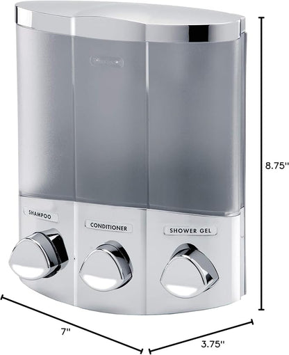 Better Living Products 76344-1 Euro Series Trio 3-Chamber Soap and Shower Dispenser, Chrome (Pack of 6)
